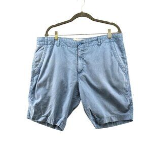 Maddison Linen Blend Chino Shorts Mens Size 38 XL Blue Flat Front 9" Inseam